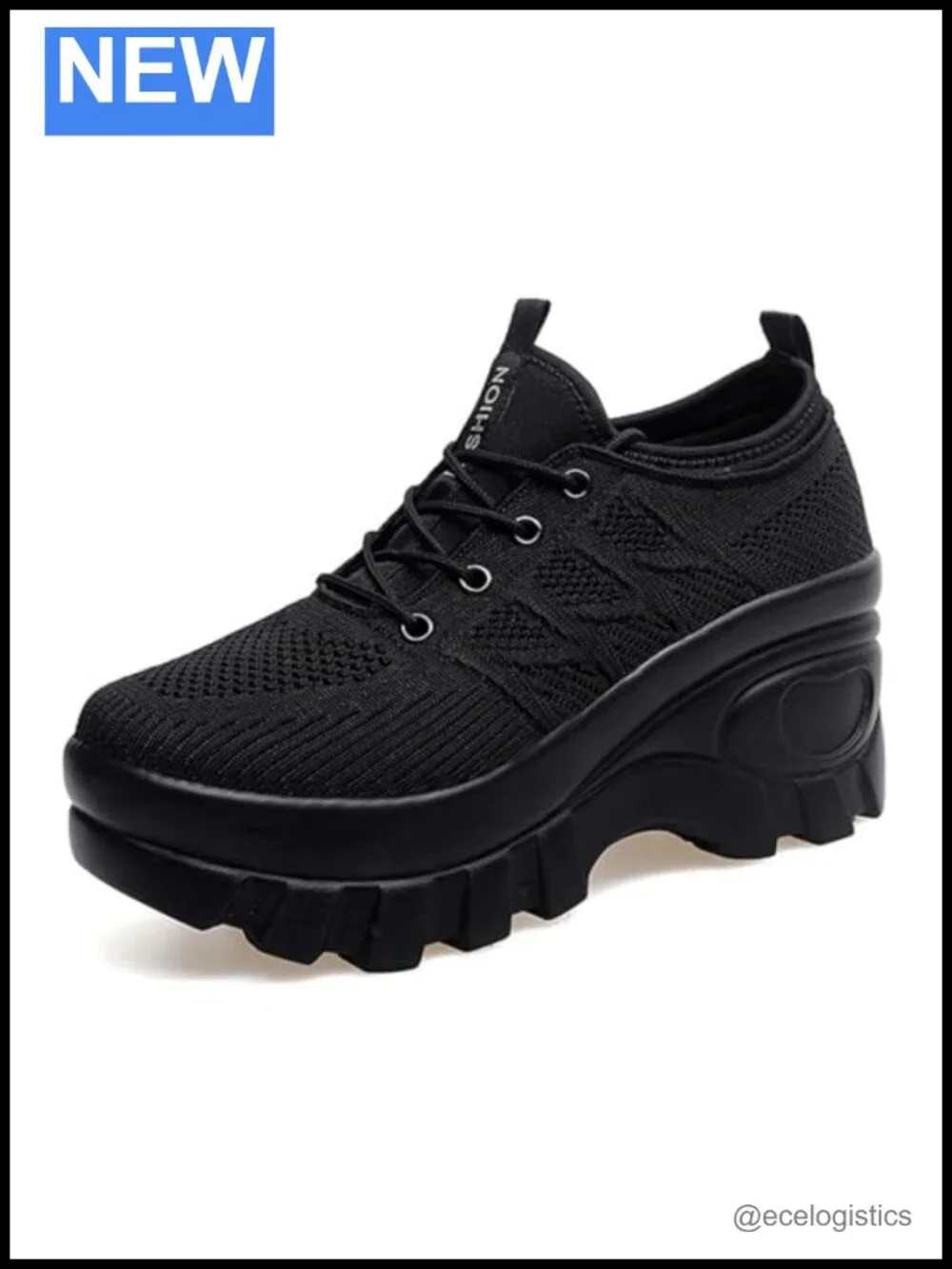 Chunky Platform Orthopedic Walking Shoes Knitted Breathable Lace Up Lug Sole